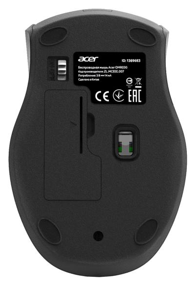 Мышь ACER OMR030 черный оптическая (1600dpi) беспроводная USB (3but) (ZL.MCEEE.007)