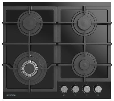 Поверхность газовая HYUNDAI HHG 6436 BG черный (стекло, чугун, WOK)