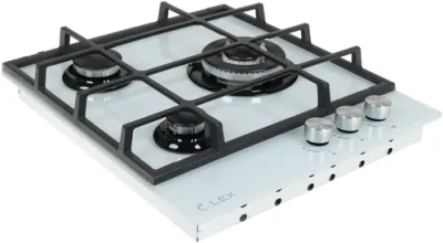 Поверхность газовая LEX GVG 431 WH белый стекло (трехконфорочная)