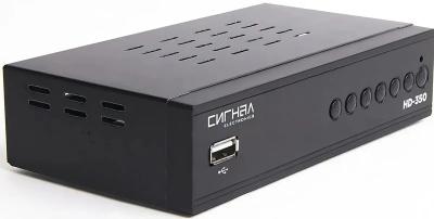 Цифровой ресивер DVB-T2/C СИГНАЛ HD-350 черный металл, дисплей DOLBY DIGITAL, HEVC