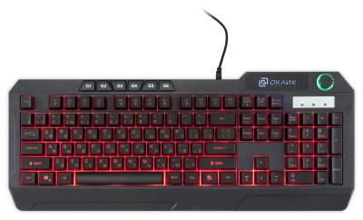 Клавиатура OKLICK 715G черный USB Multimedia for gamer LED (1680657)