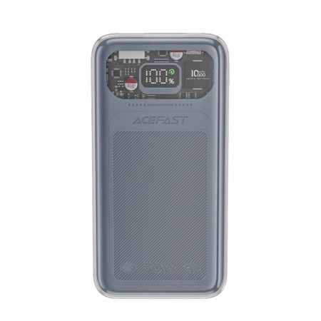 Мобильный аккумулятор ACEFAST M1, 10000mAh, 1 USB, 2 Type-C выхода, PD30 Вт, QC3.0, дисплей, цвет: бледно зеленый (6974316282013)