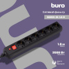 Сетевой фильтр BURO 600SH-16-1.8-B 1.8м (6 розеток) черный (коробка)