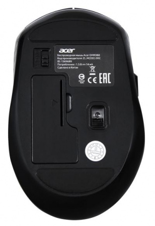 Мышь ACER OMR060 черный оптическая (1600dpi) беспроводная USB (6but) (ZL.MCEEE.00C)