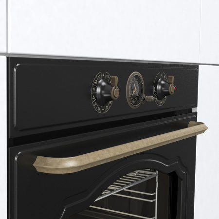 Духовой шкаф электрический GORENJE BOS67371CLB черн.матовый/бронза (ретро, аналог.таймер)