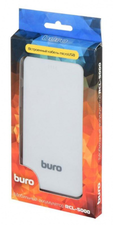 Мобильный аккумулятор BURO RCL-5000-BB Li-Pol 5000mAh 1A серый/черный 1xUSB