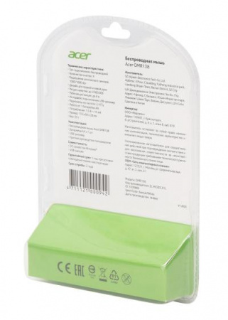 Мышь ACER OMR138 белый оптическая (1600dpi) беспроводная USB (3but) (ZL.MCEEE.01L)